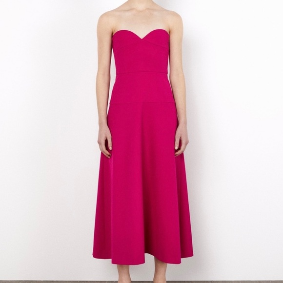 Zara Dresses Xs Zara Bustier Corset Midi Dress In Fuchsia Pink